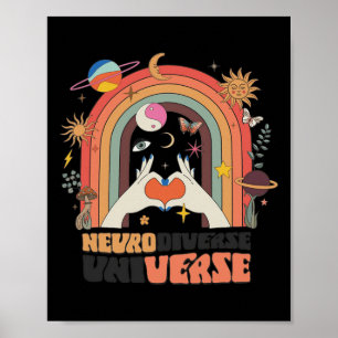 Póster Neurodiverso Universo Celestial Retro Autismo Cons