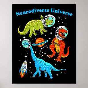 Póster Neurodiverso Universo Dinosaurios Espacio Adhd Asd