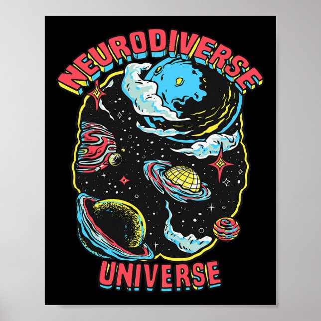 Póster Neurodiverso Universo Neurodiversidad Abrazo Adhd (Frente)