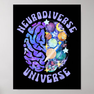 Póster Neurodiverso Universo Neurodiversidad Cerebro Adhd
