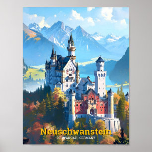 Póster Neuschwanstein Schwangau Alemania Viajes de época