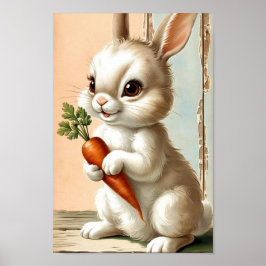 Póster Neutral Easter Bunny & Carrot Art