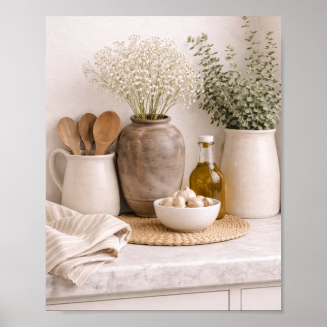 Póster Neutral Kitchen Farmhouse Art Frame Ready  (Frente)