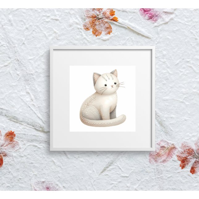 Póster Neutral Kitty, Poster de gato beige bordado en boh (Subido por el creador)