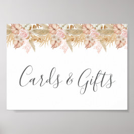 Póster Neutral Palm and Pampas Flower Decor Wedding