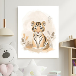 Póster Neutral Safari Boho Tiger Nursery Kids