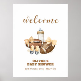Póster Neutral Touchdown Football Baby Shower Welcome