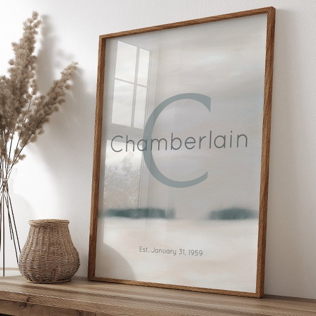 Póster Neutral Winter Watercolor Custom Last Name Print (Subido por el creador)