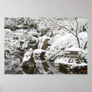 Póster Nevada en el Jardín Japonés de Portland, 2