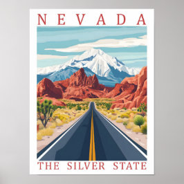 Póster Nevada Estado Plata EE.UU. Lugar de viaje