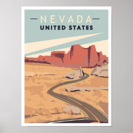Póster Nevada Ilustracion de Viajes Vintage de Estados Un