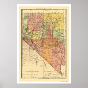 Póster Nevada Town & Railroad Map 1893