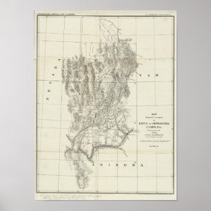 Póster Nevada, Utah, y mapa de Arizona