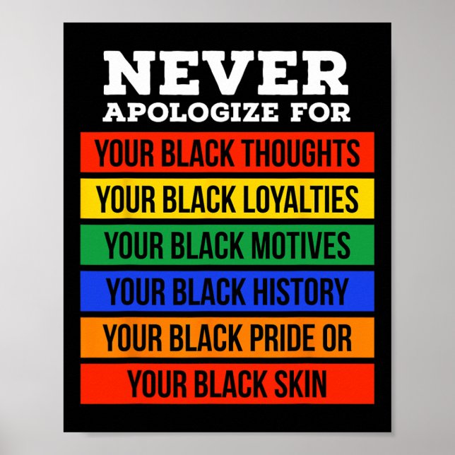 Póster Never Apologize For Your Blackness - Black History (Frente)