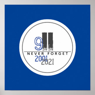 Póster Never Forget 911 Grey World Trade Center