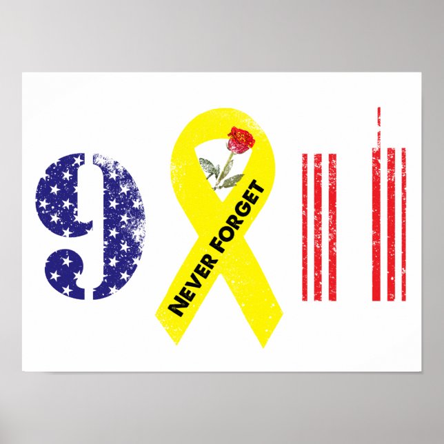 Póster Never Forget 9 11 Yellow Ribbon (Frente)