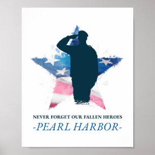Póster Never Forget Our Fallen Heroes Pearl Harbor Day 