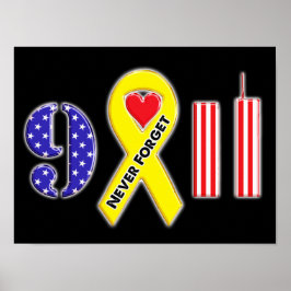 Póster Never Forget September 11 Yellow Ribbon