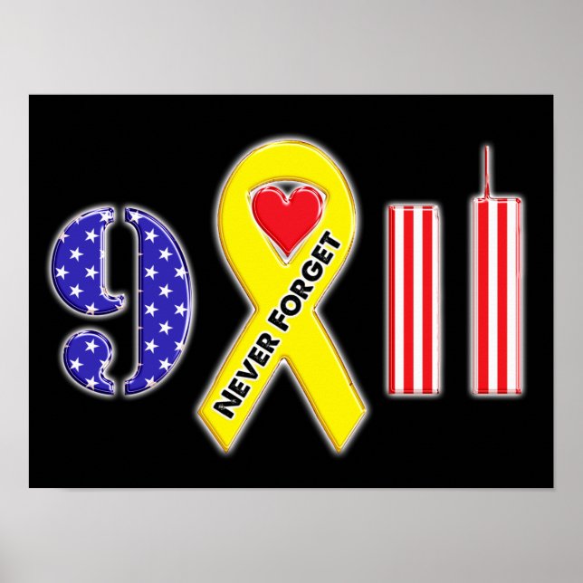 Póster Never Forget September 11 Yellow Ribbon (Frente)