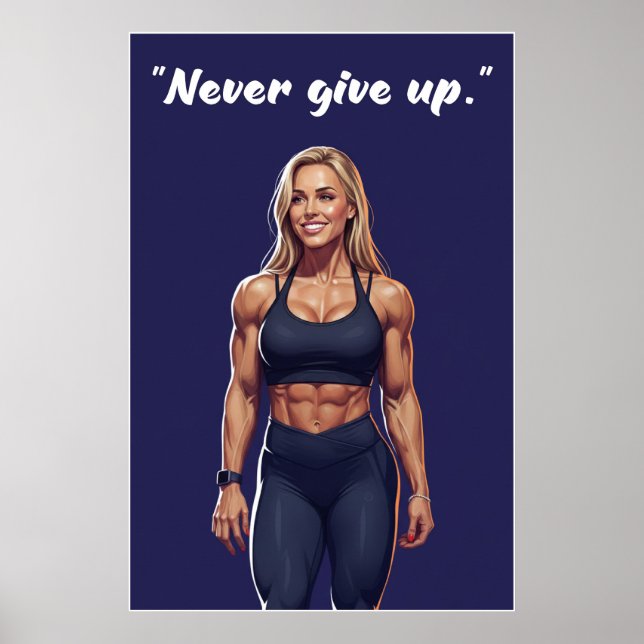 Póster Never Give Up – Fitness Motivation Quote Poster (Frente)