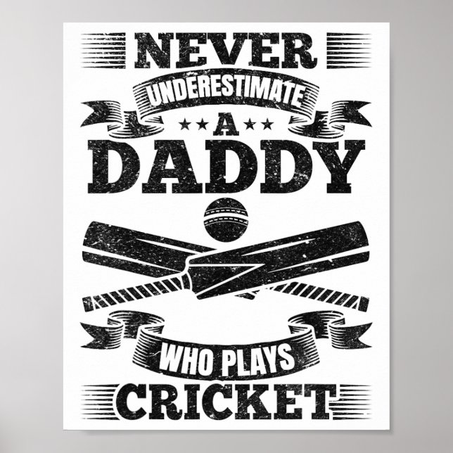 Póster Never Underestimate A Daddy Who Plays Cricket  (Frente)