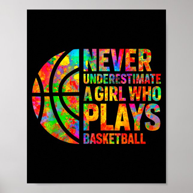 Póster Never Underestimate A Girl Who Plays Basketball Wo (Frente)