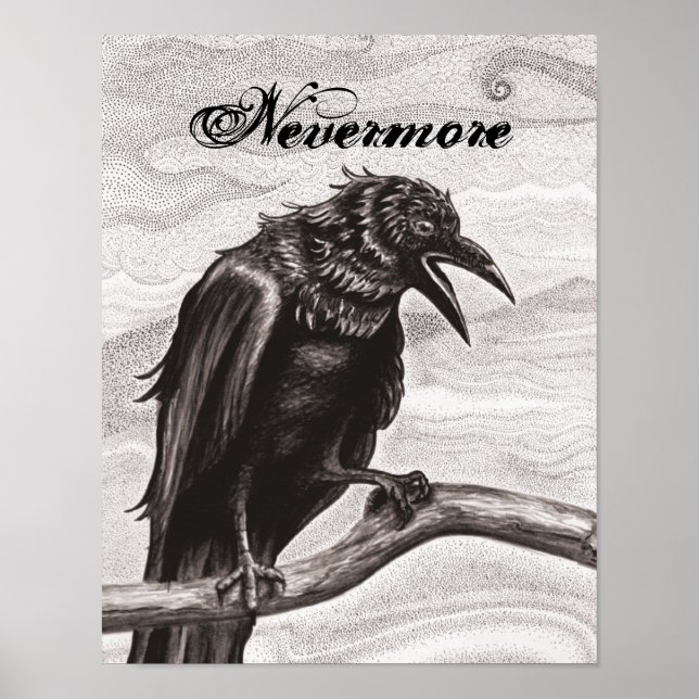 Póster Nevermore Raven in the Mist Poster (Frente)