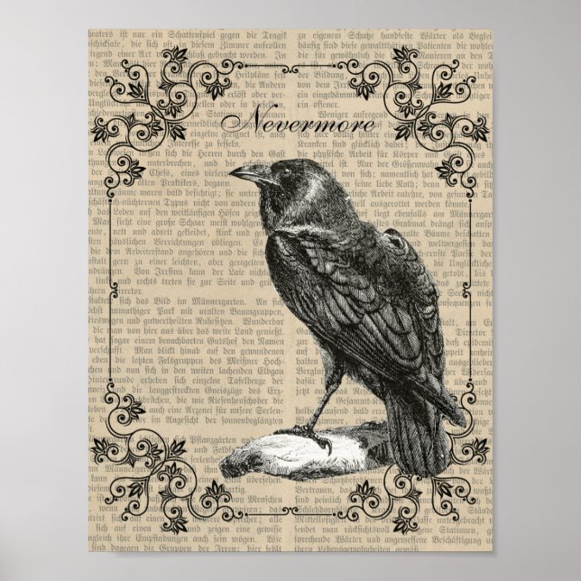 Póster Nevermore, Raven, poster de Edgar Allan Poe (Frente)