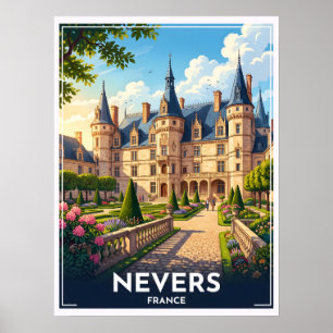 Póster Nevers Francia Château Vintage Viajes