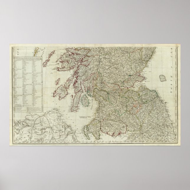 Póster New and correct map of Scotland (Frente)