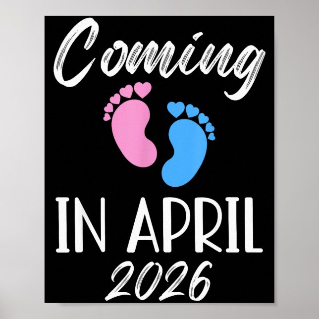 Póster New Baby Coming In April 2026 Funny Baby Shower Bo (Frente)
