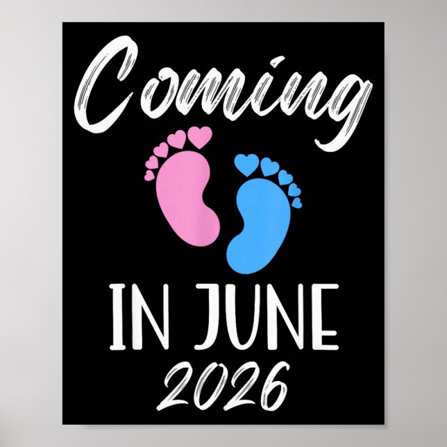 Póster New Baby Coming In June 2026 Funny Baby Shower Boy (Frente)