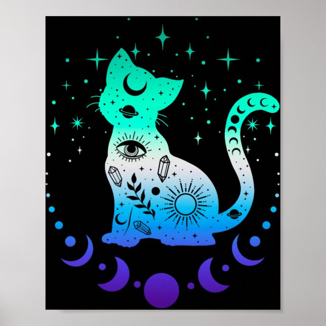 Póster New Blue Gay Male Mlm Pride Flag, Astrology Cat  (Frente)