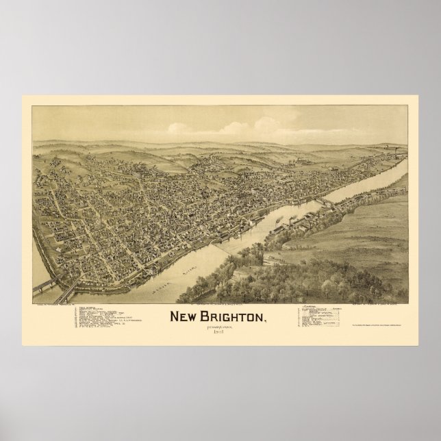 Póster New Brighton, Mapa Panorámico de la AP - 1901 (Frente)