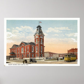 Póster New Castle, Indiana Court House Trolley