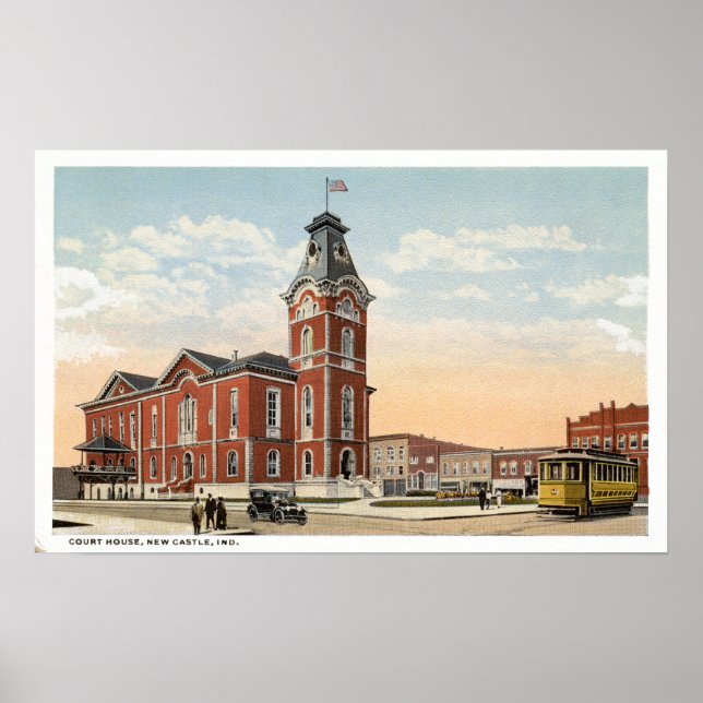 Póster New Castle, Indiana Court House Trolley (Frente)