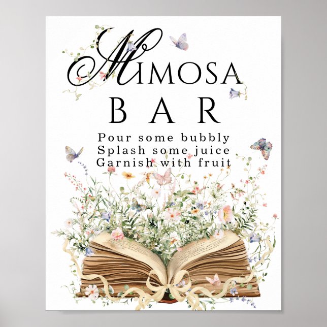 Póster New Chapter Book Theme bridal shower mimosa bar (Frente)