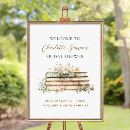 Póster New Chapter Book Wedding Bridal Shower Welcome