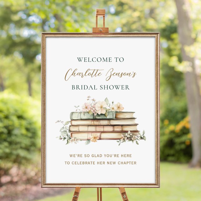 Póster New Chapter Book Wedding Bridal Shower Welcome (Subido por el creador)