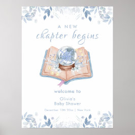 Póster New Chapter Floral Snowball Baby Shower Welcome