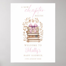 Póster New Chapter Storybook Pink Baby Shower Welcome