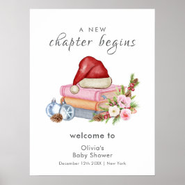 Póster New Chapter Winter Floral Baby Shower Welcome