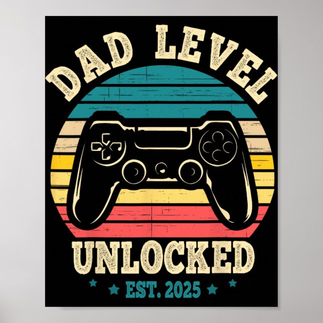 Póster New Daddy I Leveled Up To Dad Mens Pregnancy Idea  (Frente)
