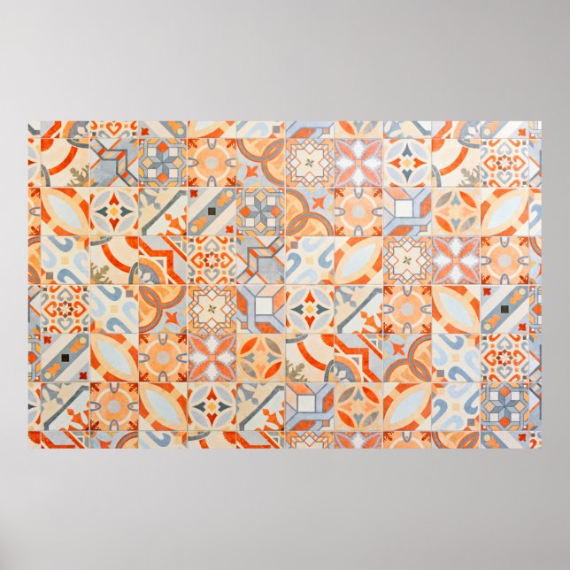 Póster New decorative fashion trend. Mosaic of Hydraulic  (Frente)