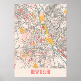 Póster New Delhi - India Chalk City Map