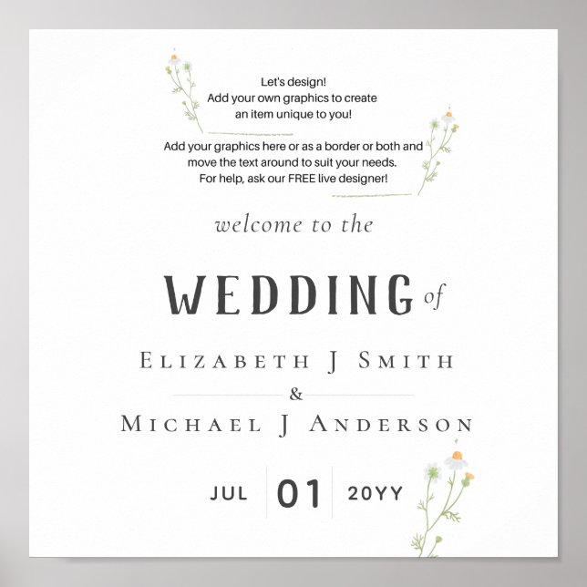 Póster NEW! DESIGN OWN WELCOME WEDDING POSTER Budget (Frente)