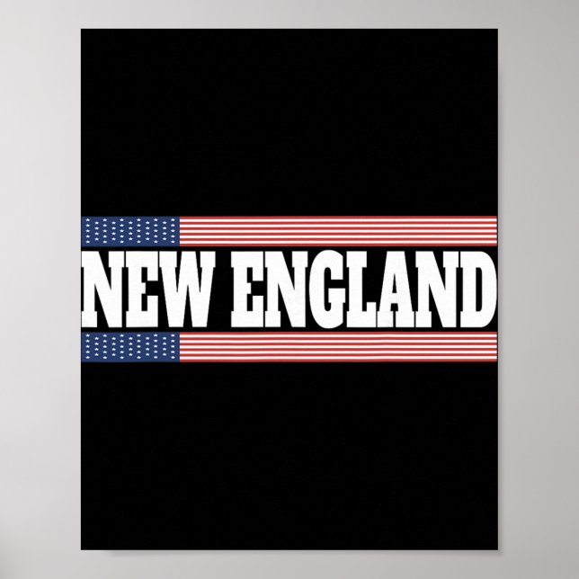 Póster New England Usa Flag Patriotic State Varsity New E (Frente)