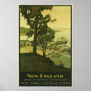 Póster New England USA Vintage Travel