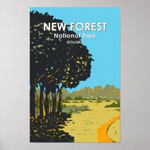Póster New Forest National Park England Vintage