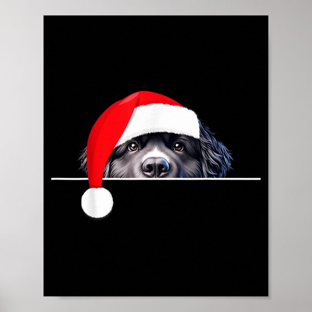 Póster New Foundland Dog Lover Funny Santa Hat Christmas  (Frente)